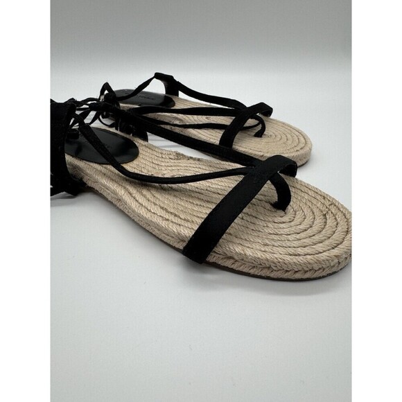 BANANA REPUBLIC Leather Espadrille Gladiator Flat Sandals Black SIZE 7.5 - Picture 3 of 5